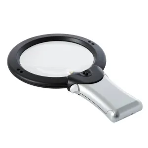 Лупа на ручке/настольная Veber 2x/4x, 100/25 мм, с подсветкой (MG1713-1) , изображение 3