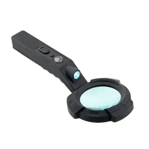 Лупа на ручке Veber 4х, 65 мм, с подсветкой, фонариком и компасом (600557), изображение 2